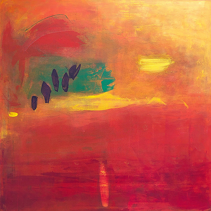 Julia Crosara, Tuscan Sunset, acrylic on canvas, 36x36in.