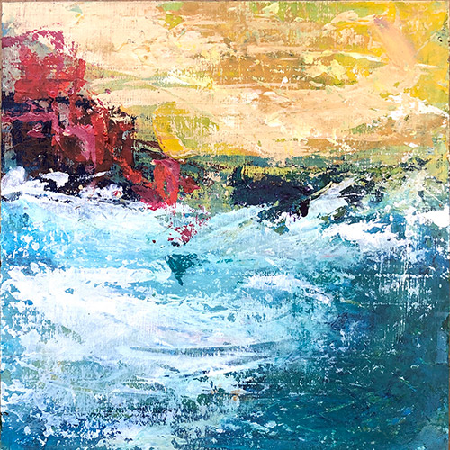 Julia Wright Crosara, Into the Wild Sea, mixed media, 18x18in.